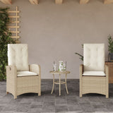 Reclining Garden Chairs 2 pcs with Cushions Beige Poly Rattan