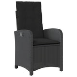 3 Piece Bistro Set with Cushions Black Poly Rattan