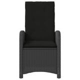 3 Piece Bistro Set with Cushions Black Poly Rattan