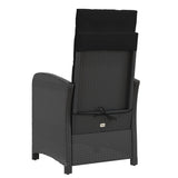 3 Piece Bistro Set with Cushions Black Poly Rattan