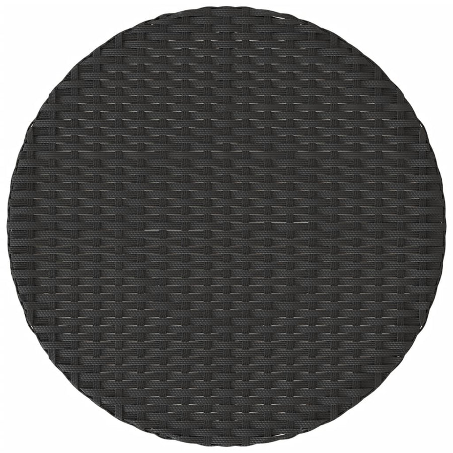 3 Piece Bistro Set with Cushions Black Poly Rattan