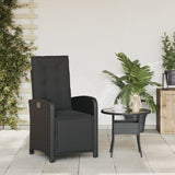 Reclining Garden Chair with Footrest Black Poly Rattan - Side View