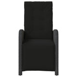 Reclining Garden Chair with Footrest Black Poly Rattan