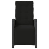 Reclining Garden Chair with Footrest Black Poly Rattan - Top-Down View