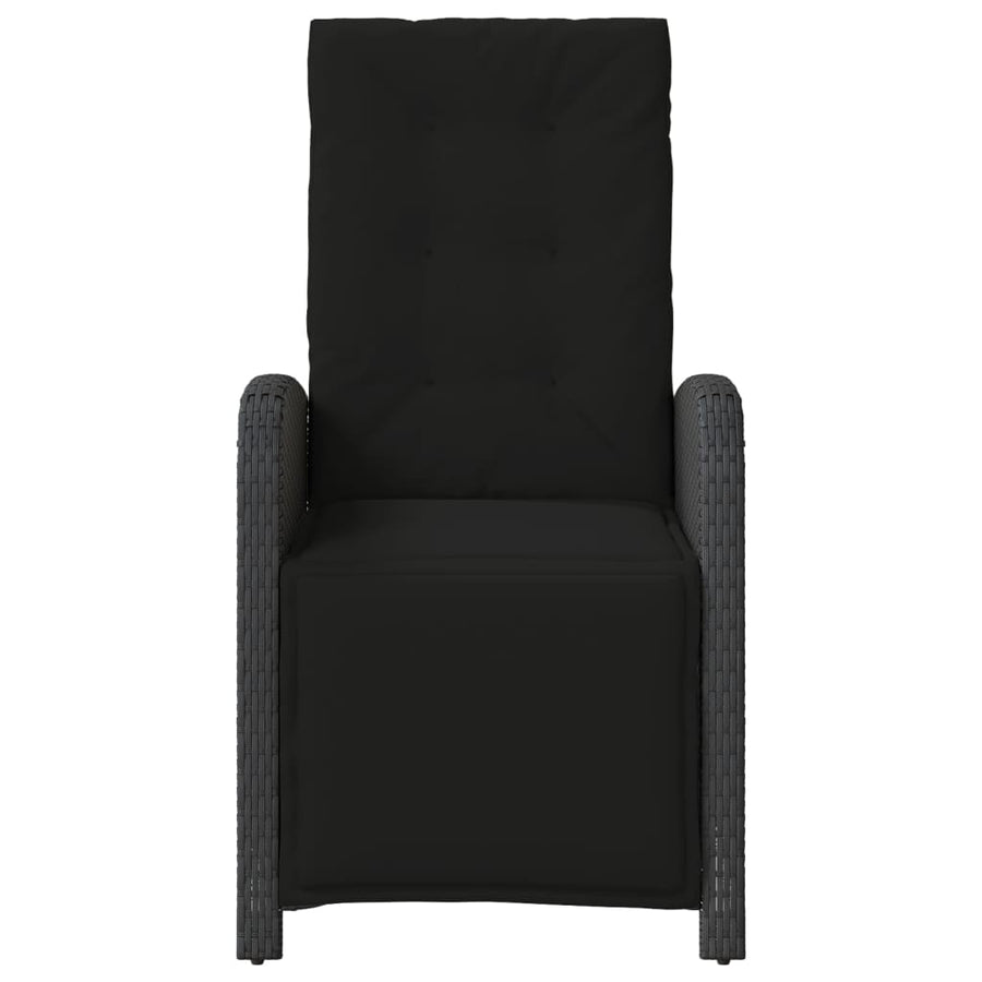 Reclining Garden Chair with Footrest Black Poly Rattan