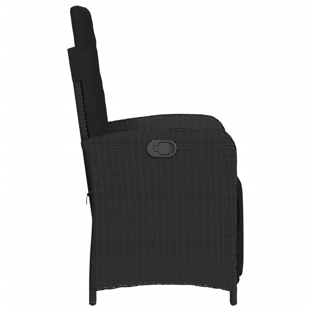 Reclining Garden Chair with Footrest Black Poly Rattan