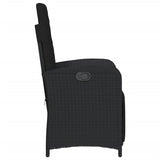 Reclining Garden Chair with Footrest Black Poly Rattan - 45-Degree Angle