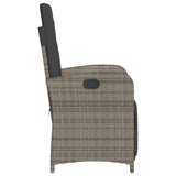 Reclining Garden Chair with Footrest Grey Poly Rattan - 45-Degree Angle