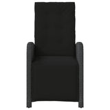 Reclining Garden Chairs 2 pcs with Footrest Black Poly Rattan