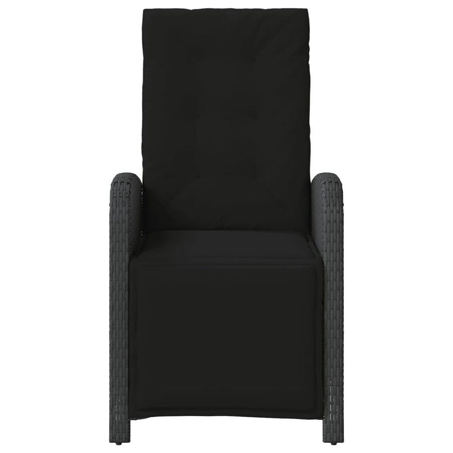 Reclining Garden Chairs 2 pcs with Footrest Black Poly Rattan