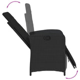 Reclining Garden Chairs 2 pcs with Footrest Black Poly Rattan - Low Angle