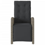 Reclining Garden Chairs 2 pcs with Footrest Grey Poly Rattan