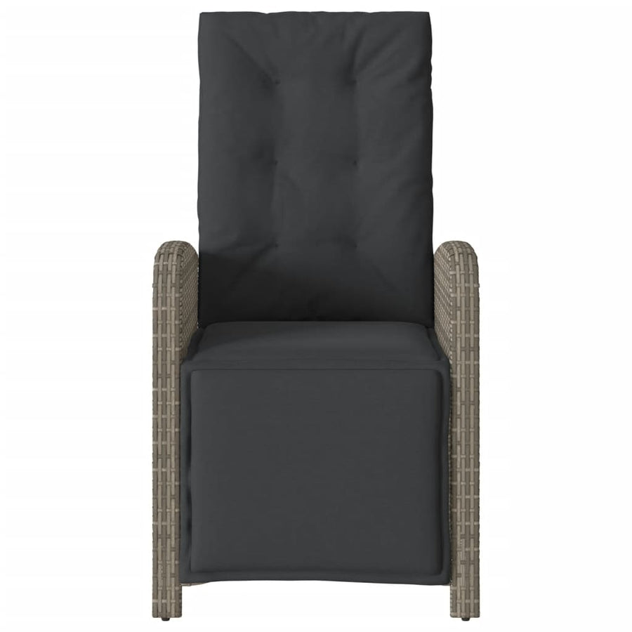 Reclining Garden Chairs 2 pcs with Footrest Grey Poly Rattan