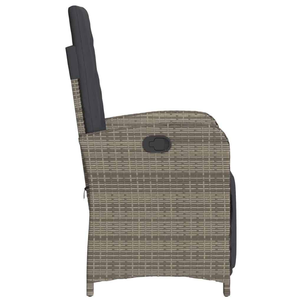 Reclining Garden Chairs 2 pcs with Footrest Grey Poly Rattan