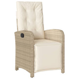 Reclining Garden Chairs 2 pcs with Footrest Beige Poly Rattan