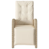 Reclining Garden Chairs 2 pcs with Footrest Beige Poly Rattan