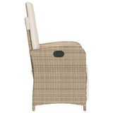 Reclining Garden Chairs 2 pcs with Footrest Beige Poly Rattan