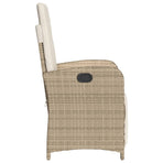 Reclining Garden Chairs 2 pcs with Footrest Beige Poly Rattan