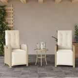 Reclining Garden Chairs 2 pcs with Footrest Beige Poly Rattan