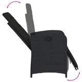 3 Piece Bistro Set with Cushions Black Poly Rattan - Low Angle