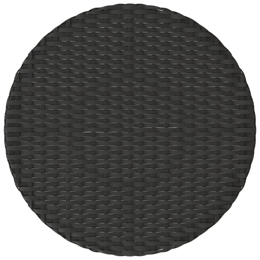 3 Piece Bistro Set with Cushions Black Poly Rattan