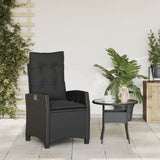Reclining Garden Chair with Cushions Black Poly Rattan - Side View