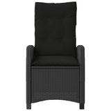 Reclining Garden Chair with Cushions Black Poly Rattan - Top-Down View