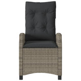 Reclining Garden Chair with Cushions Grey Poly Rattan