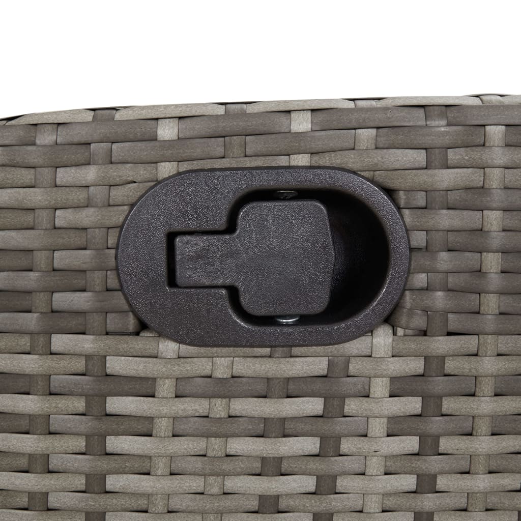 Reclining Garden Chair with Cushions Grey Poly Rattan