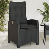 Reclining Garden Chairs 2 pcs with Cushions Black Poly Rattan - Side View