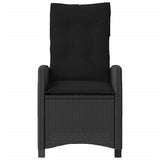 Reclining Garden Chairs 2 pcs with Cushions Black Poly Rattan