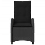 Reclining Garden Chairs 2 pcs with Cushions Black Poly Rattan - 45-Degree Angle