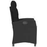 Reclining Garden Chairs 2 pcs with Cushions Black Poly Rattan - Rear View