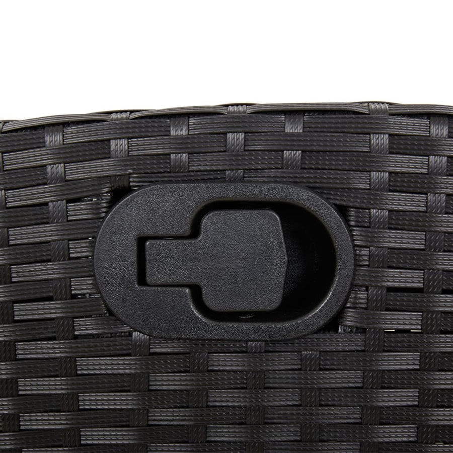 Reclining Garden Chairs 2 pcs with Cushions Black Poly Rattan