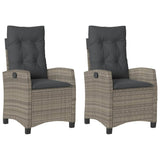 Reclining Garden Chairs 2 pcs with Cushions Grey Poly Rattan