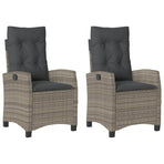 Reclining Garden Chairs 2 pcs with Cushions Grey Poly Rattan