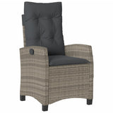 Reclining Garden Chairs 2 pcs with Cushions Grey Poly Rattan