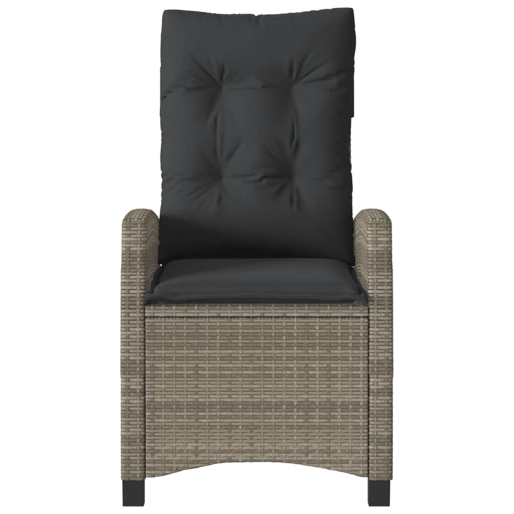 Reclining Garden Chairs 2 pcs with Cushions Grey Poly Rattan