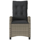 Reclining Garden Chairs 2 pcs with Cushions Grey Poly Rattan
