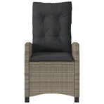 Reclining Garden Chairs 2 pcs with Cushions Grey Poly Rattan