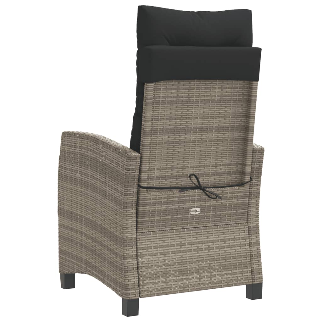 Reclining Garden Chairs 2 pcs with Cushions Grey Poly Rattan