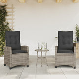 Reclining Garden Chairs 2 pcs with Cushions Grey Poly Rattan
