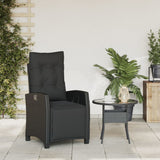 Reclining Garden Chair with Footrest Black Poly Rattan - Side View