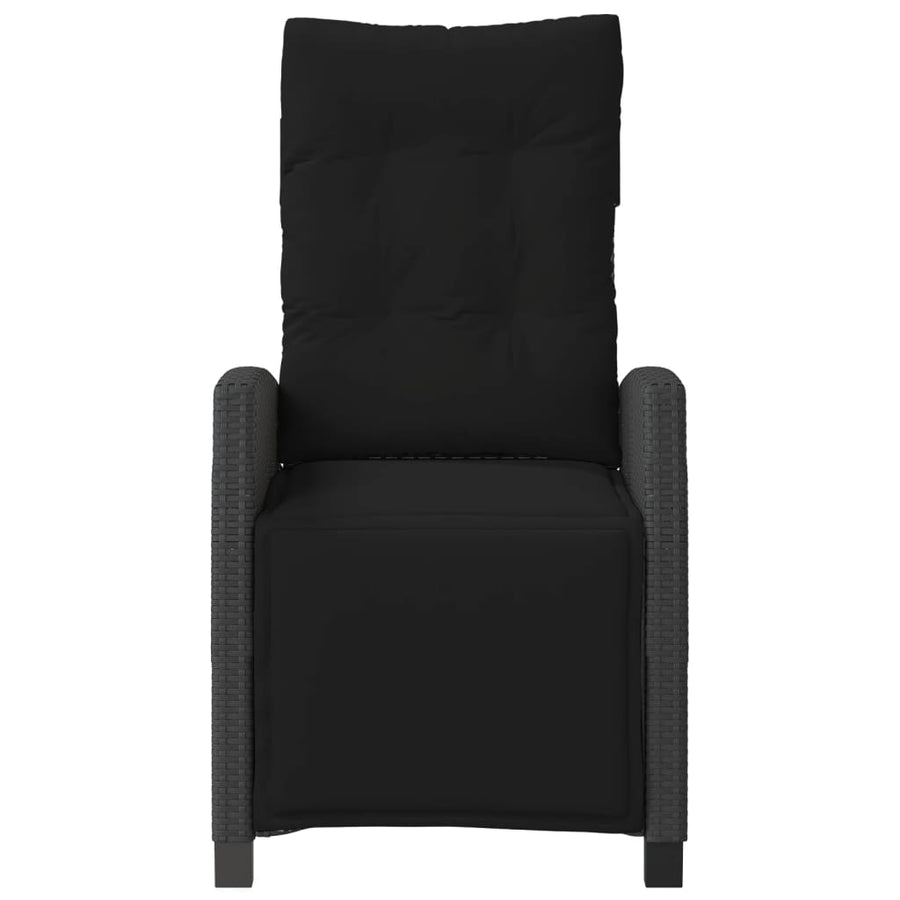 Reclining Garden Chair with Footrest Black Poly Rattan
