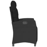 Reclining Garden Chair with Footrest Black Poly Rattan - 45-Degree Angle
