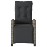 Reclining Garden Chair with Footrest Grey Poly Rattan - Top-Down View