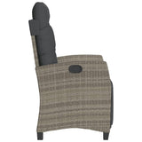 Reclining Garden Chair with Footrest Grey Poly Rattan - 45-Degree Angle