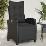 Reclining Garden Chairs 2 pcs with Footrest Black Poly Rattan
