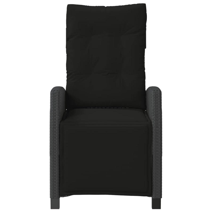 Reclining Garden Chairs 2 pcs with Footrest Black Poly Rattan