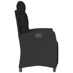 Reclining Garden Chairs 2 pcs with Footrest Black Poly Rattan